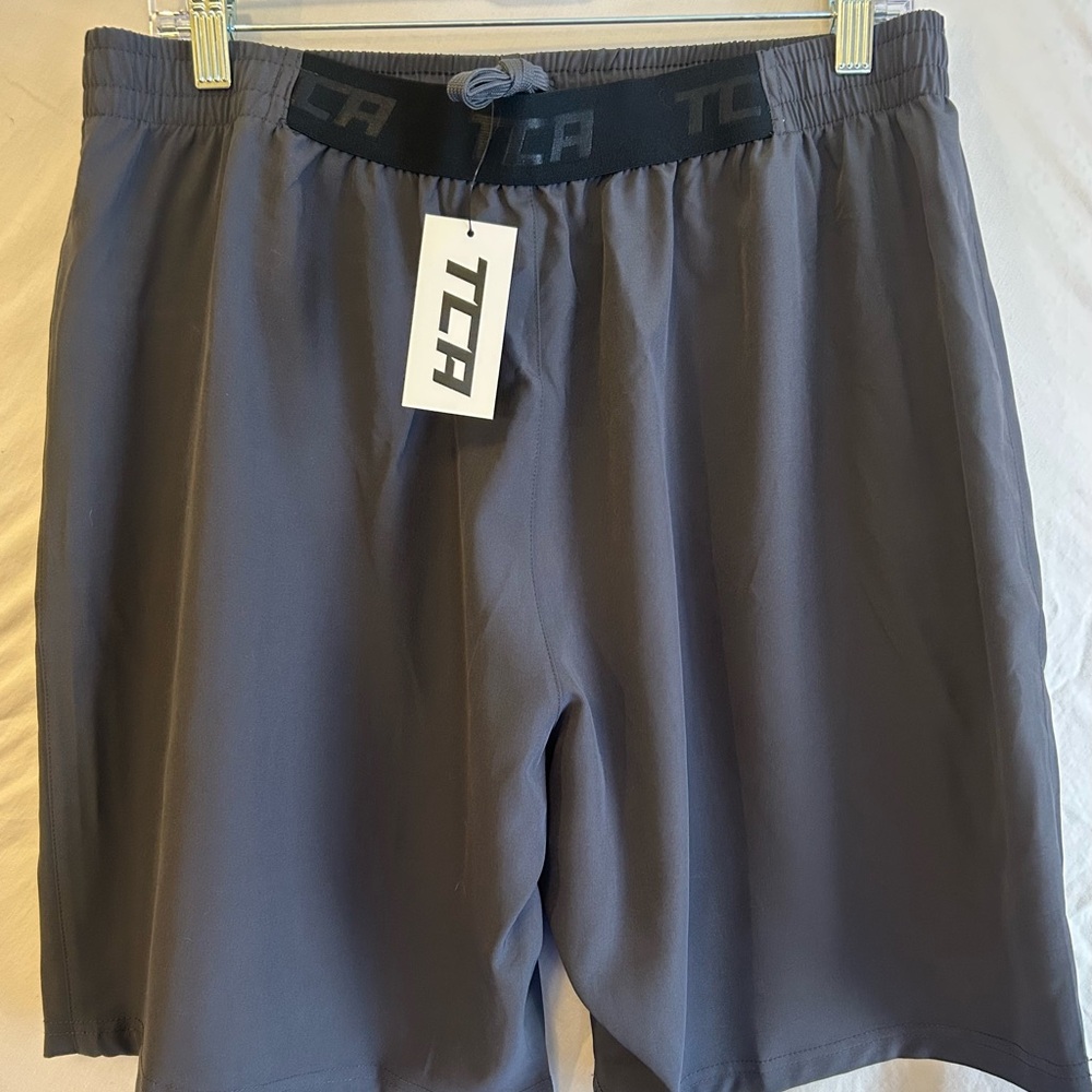 TCA Men’s Athletic Elastic-Waist Shorts — Charcoal XL